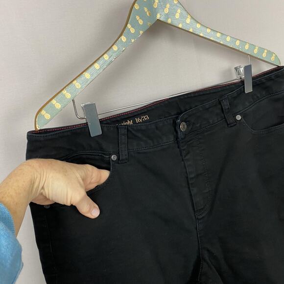 Talbots Heritage Straight Jeans Womens 16/33 Black Stretch Denim Fits 37x33 - Picture 3 of 14
